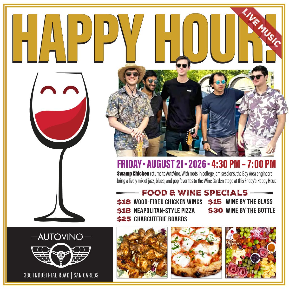 Swamp Chicken Brings Jazz, Blues, and Pop to AutoVino Wine Garden