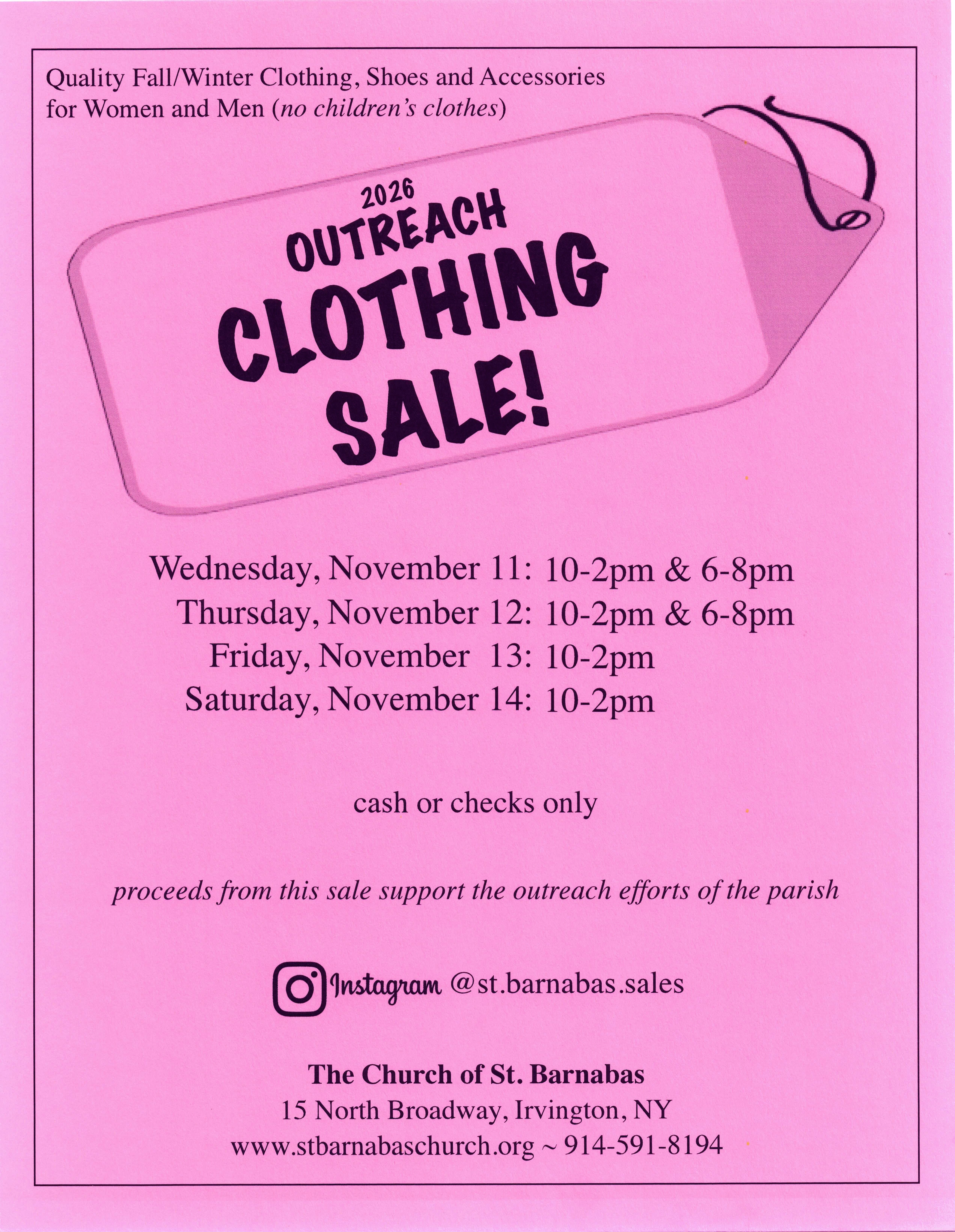 2026 Outreach Clothing Sale!