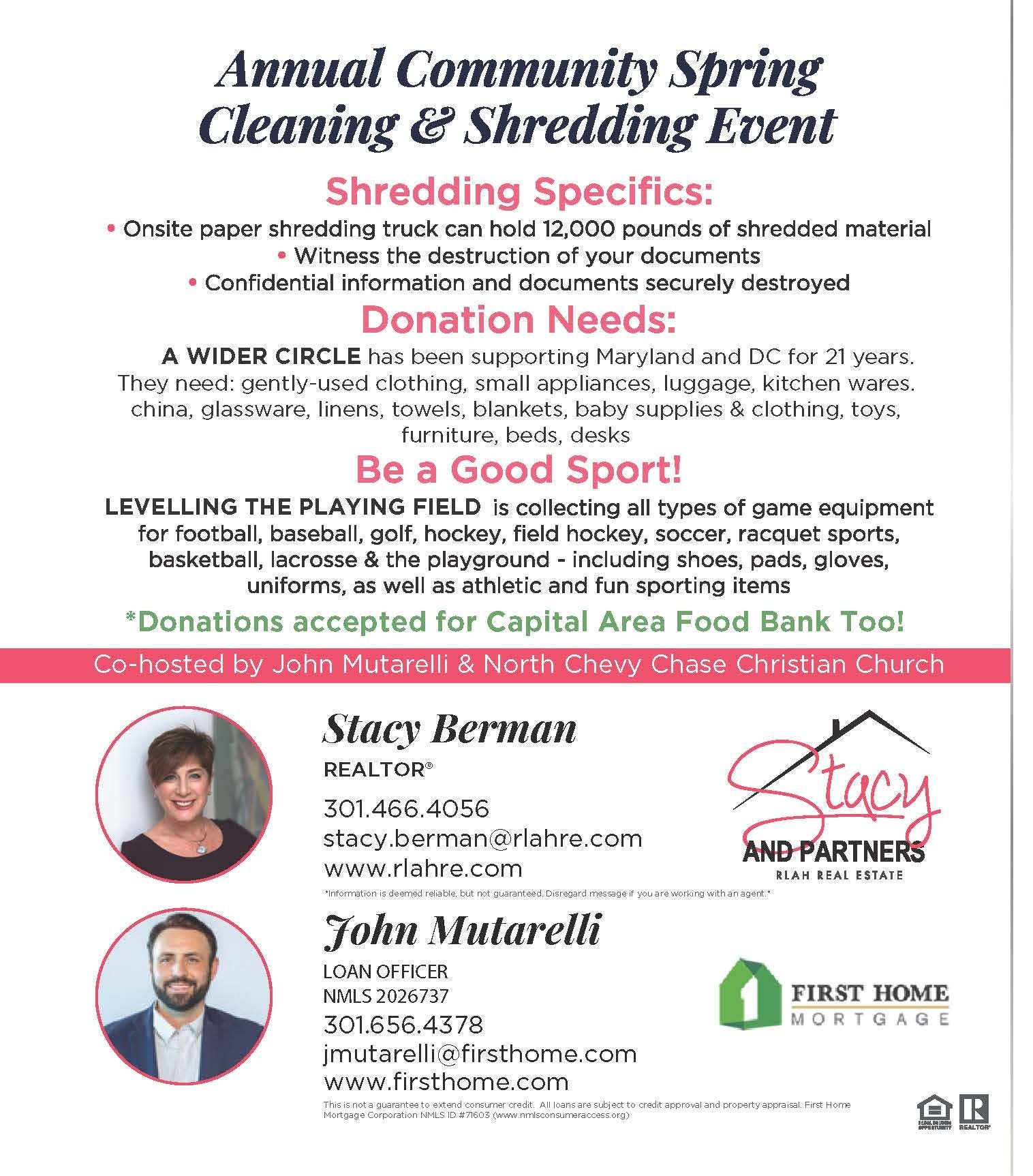 Annual Community Spring Cleaning & Shredding Event