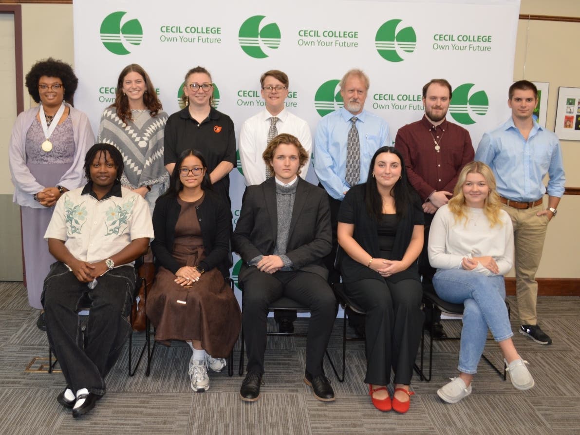 Students, faculty, family members, and guests attend the Fall 2026 Phi Theta Kappa honor society induction ceremony at Cecil College's North East Campus, recognizing and honoring new inductees for their accomplishments.