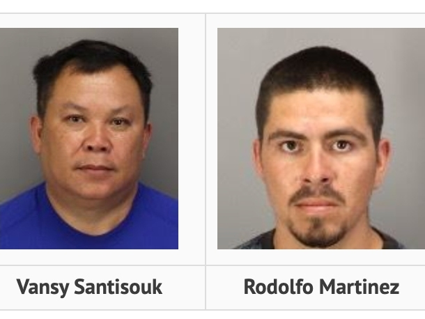 Booking photos of the two suspects arrested Thursday in connection with the Cabazon marijuana raids.