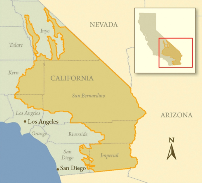 The highlighted area is part of the Desert Renewable Energy Conservation Plan.