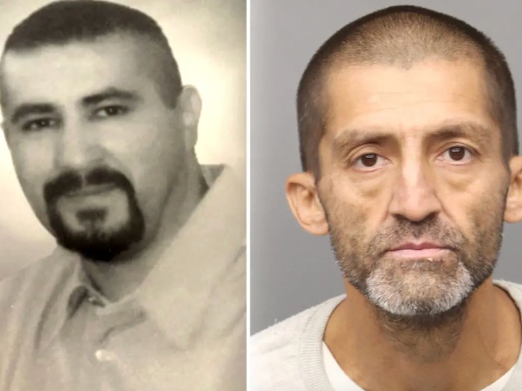 A photo of Luis Contreras (left) released after the 2005 fatal shooting and another photo of him (right) following his 2024 arrest.