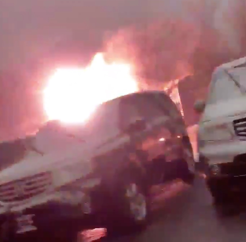 Officers captured on video a minor explosion caused by a downed power line in the Shirlington area.