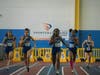 From left, South Lakes MaryGregory, Jillian Howard, Hannah Waller, and Juviannadean Mullings compete In 300 Meters at Liberty District Championship.