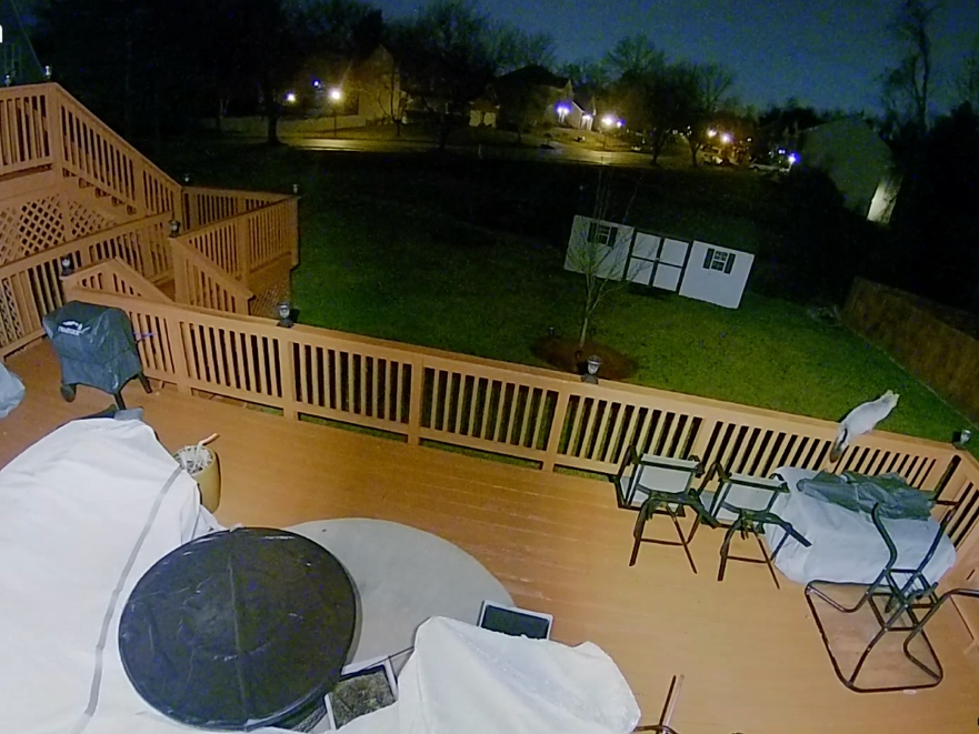 A security camera catches a fox taking a few minutes to enjoy the scenery in Upper Marlboro.
