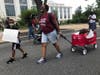 The Black Mamas March was planned as a family-friendly event. Many families brought strollers and wagons.
