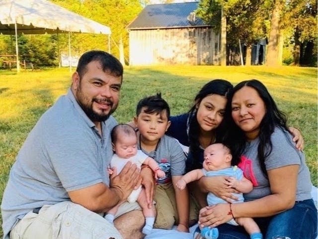 Joshua Funk, left, is shown here with his wife Evelin, daughter is Gladys, Joshua Jr and the twins, DJ and Pamela.