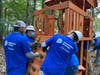 The Dominion Energy volunteers were able to complete the installation in two hours on Friday.