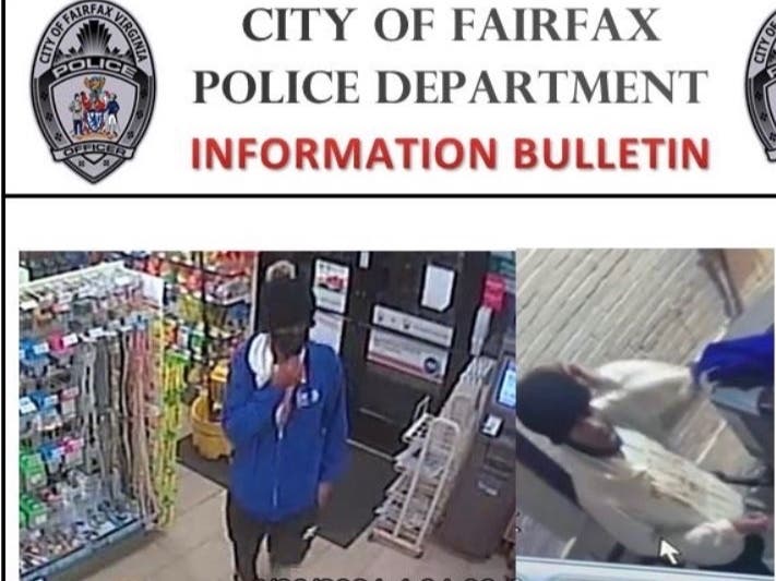 City of Fairfax Police released surveillance photos of a suspect wanted in connection with the recent theft of "vape" products from a Fairfax business.