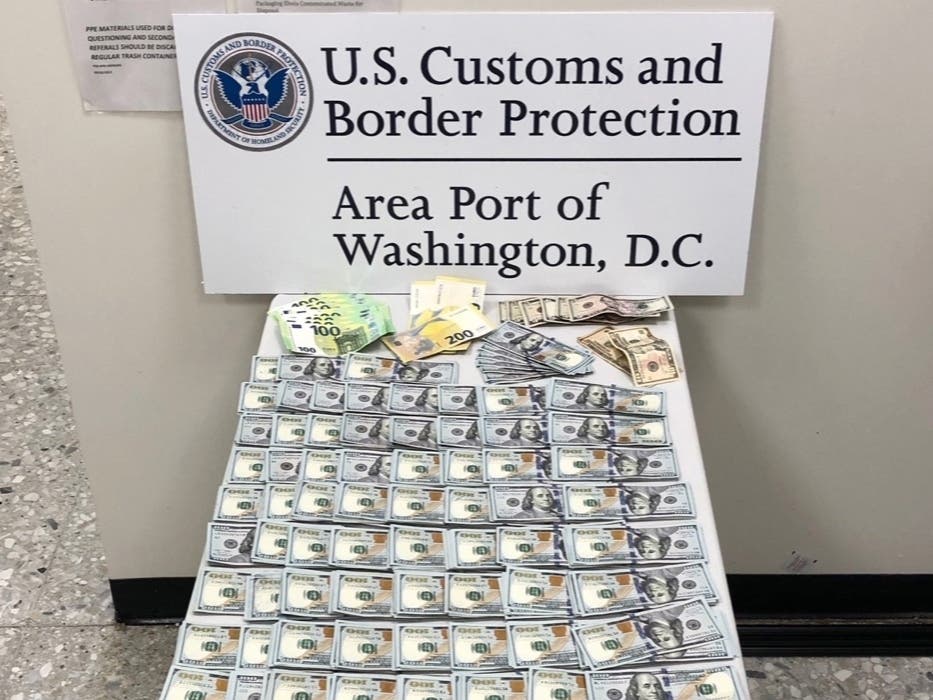 U.S. Customs and Border Protection officers seized about $102,000 from a traveler arriving from Ethiopia at Washington Dulles Airport.