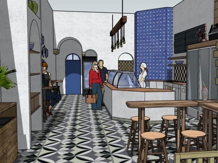 An artist rendering of the new Mimi’s Handmade Ice Cream that's coming to Westpost at National Landing later this summer.