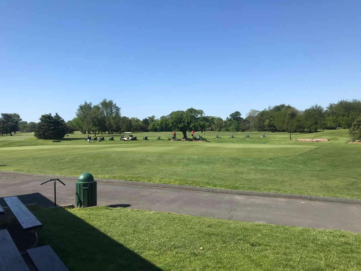 The body of an adult male was found in a pond Friday morning by an employee at Herndon Centennial Golf Course.