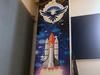 A mural depicting a shuttle launch was also painted in the gym, evoking Katherine Johnson's pioneering work in mathematics for NASA.