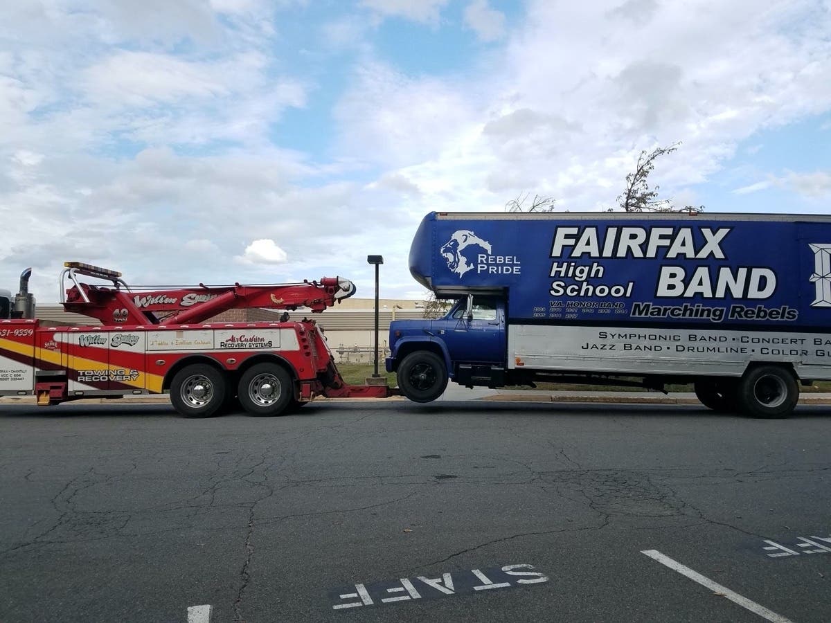 The Fairfax High School Band had Ol' Blue, its old box truck, towed away in 2019.