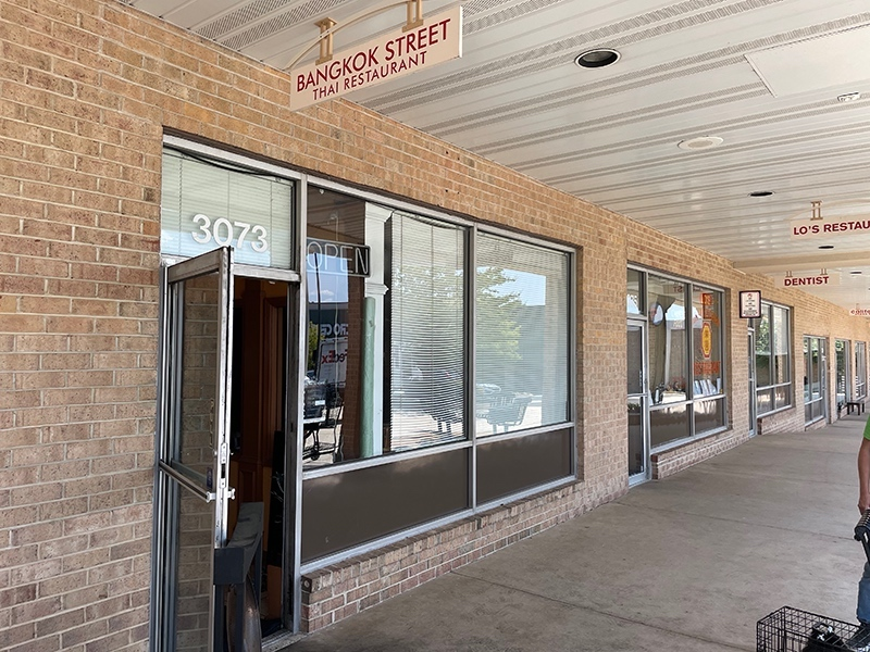 Bangkok St. Thai Restaurant​ in the Pan Am Shopping Center was closed Thursday afternoon, after firefighters extinguished a burning electric meter box at the back of the restaurant.