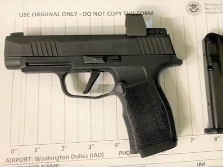 TSA officers stopped a Virginia man on Thursday from bringing a 9mm handgun onto a plane at Washington Dulles International Airport.