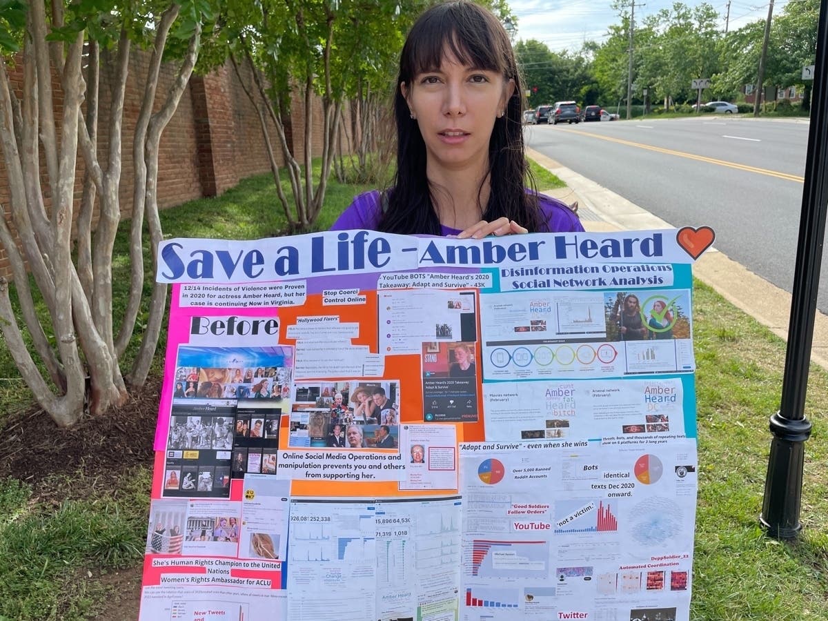Christina Taft, a Los Angeles data scientist and founder of Worldie.com, has been outside the Fairfax County Courthouse for three of the Depp vs. Heard defamation trial's six weeks.