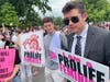 Although not as loud as the abortion rights protesters, representatives from anti-abortion groups gathered in front of the U.S. Supreme Court on Friday afternoon to express their views and talk to the media.