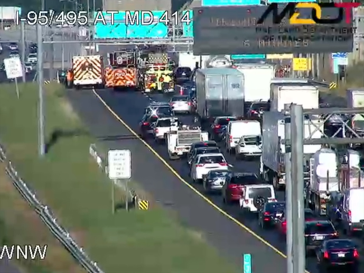 Rescue personnel were on the scene of a crash on the Inner Loop of the Capital Beltway/I-95 at the exit for MD-414/ St. Barnabas Road around 7:40 a.m., on Thursday. 