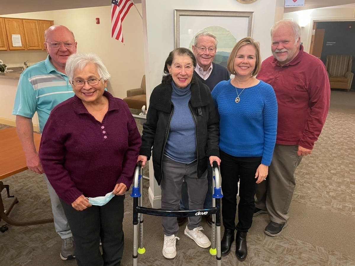 From left are volunteer driver Mike Planert; clients Lillian Kirby and Ruth Berman; Barry Wickersham vice chairman in charge of programs; transportation coordinator Tanya Willoughby, and transportation manager Tom Powers.