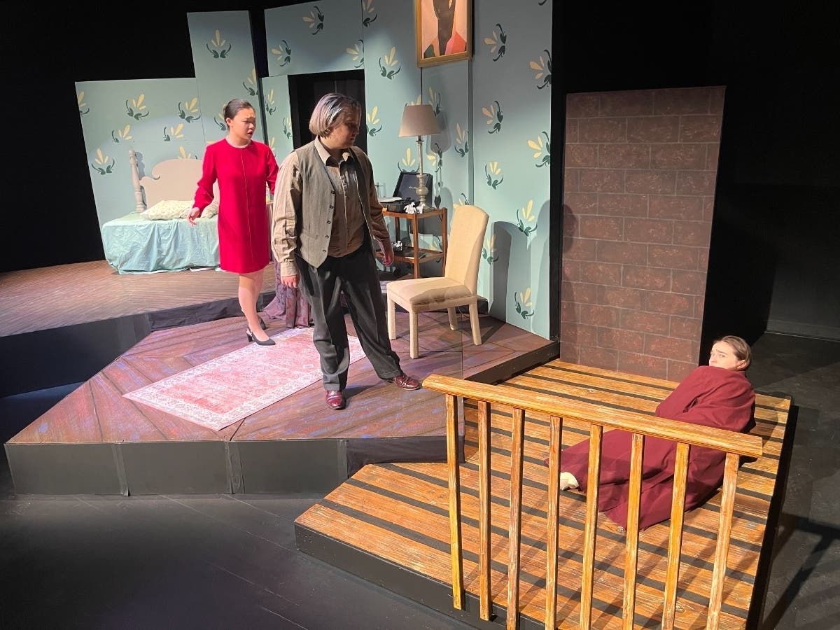 From left, Mia Morgan, Ryelyn Doherty and Emily Ocasio perform a scene from The New School's production of "The Glass Menagerie."