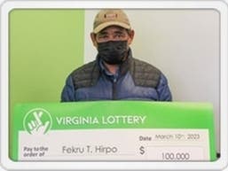 Fekru Hirpo's decision to play the same four numbers on 20 Pick 4 tickets earns him $100,000 from the Virginia Lottery.