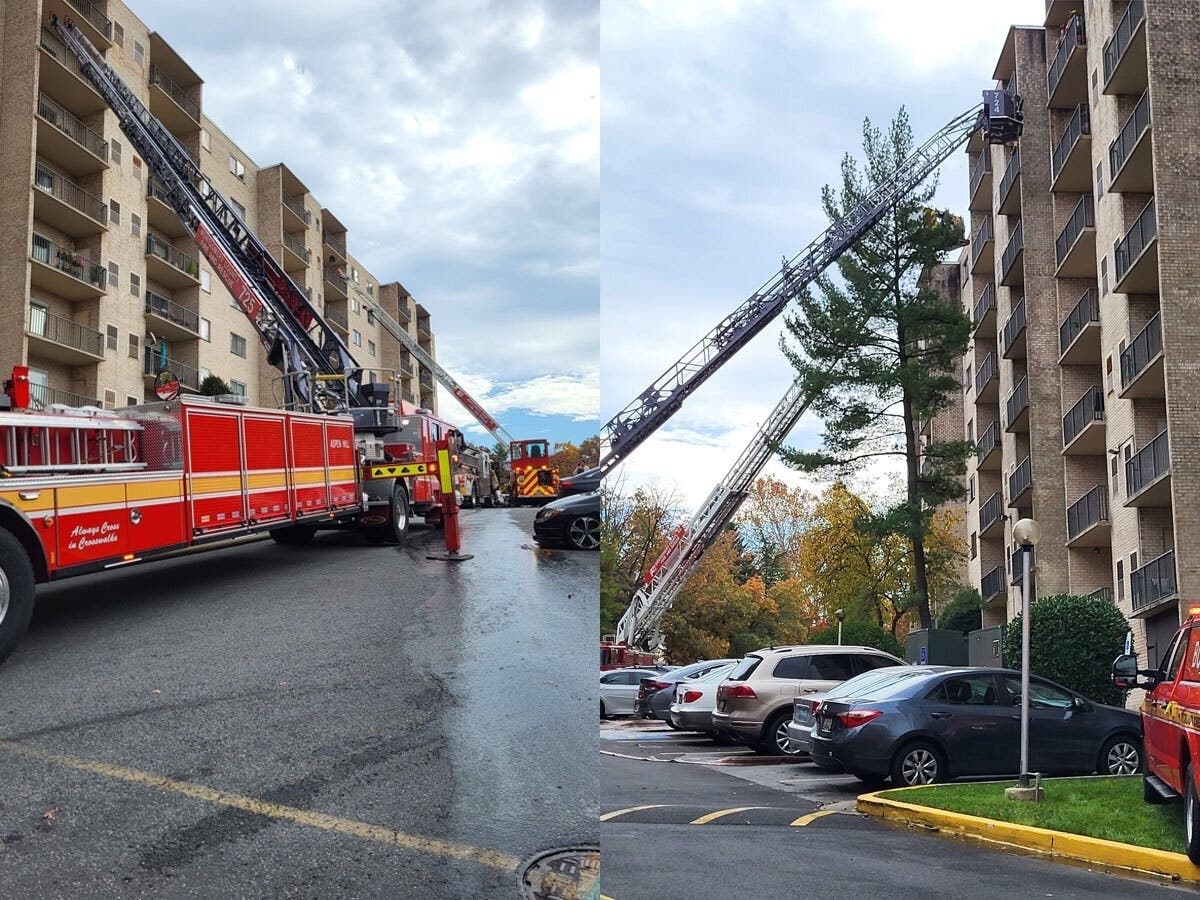 Montgomery County Fire and Rescue personnel quickly extinguished an apartment fire Sunday at Columbia Towers in Silver Spring.