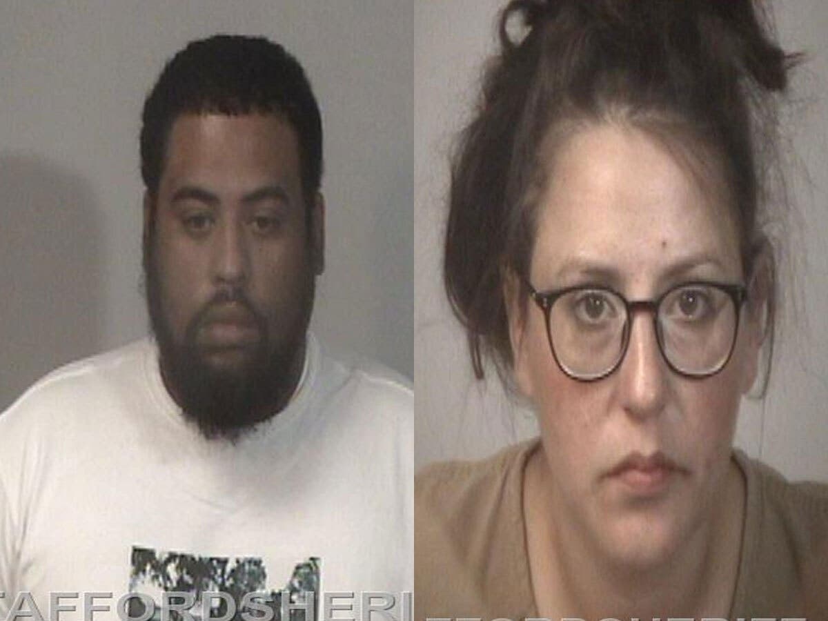 Stafford County Sheriff's deputies arrested 34-year-old Justin Cauley of Clinton Maryland, (Right) and 37-year-old Jessica Bigler of Stafford on Tuesday night. 