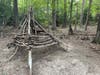 A teepee-like structure made from branches was one of the structures left at Mantua Park by the homeless encampment dwellers.