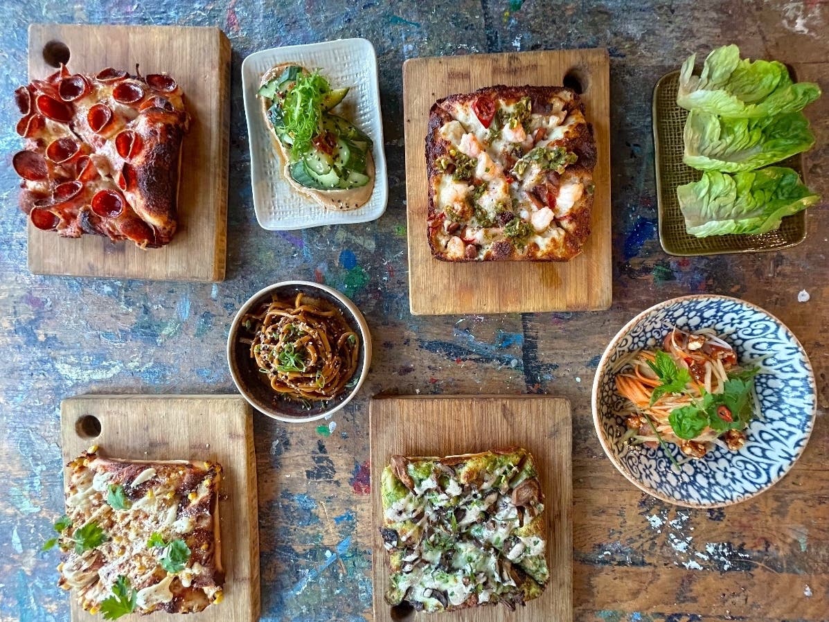 Palette 22 in Shirlington specializes in serving tapas-style small plates, such as pizza and Dan Dan.