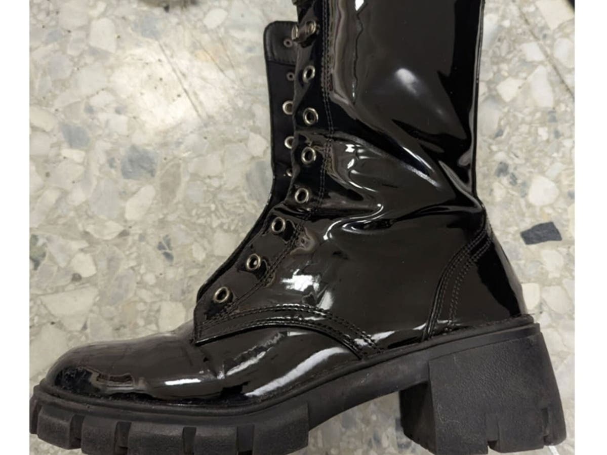 An Illinois woman wearing black boots with a heel, shown here, kicked a flight attendant in his hip area above the left buttocks and near his lower back during a 15-hour, nonstop flight from Abu Dhabi to Northern Virginia on Feb. 13, court records say.
