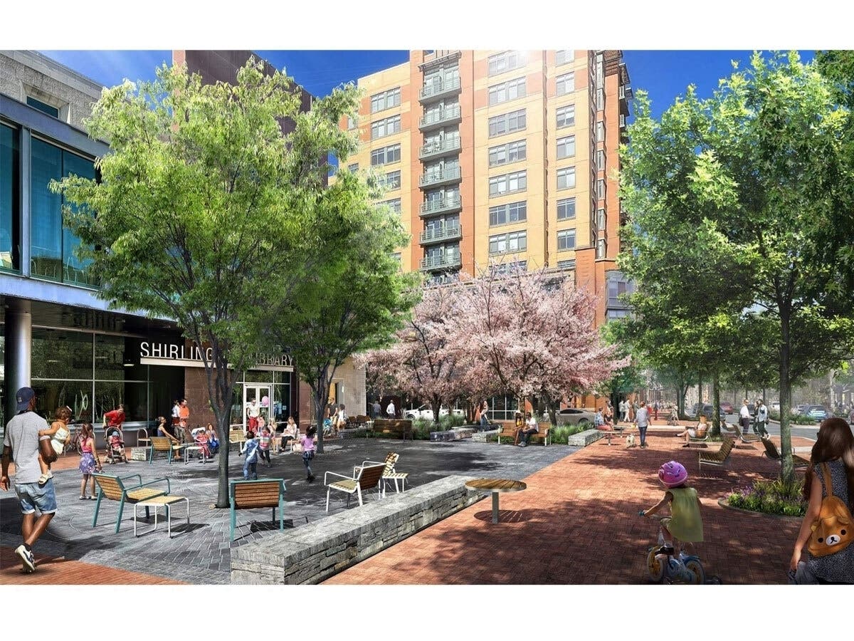 The North Courtyard, the Library Plaza, and the breezeway adjacent to Jenni’s Ice Cream will receive new seating and curated public art installations.