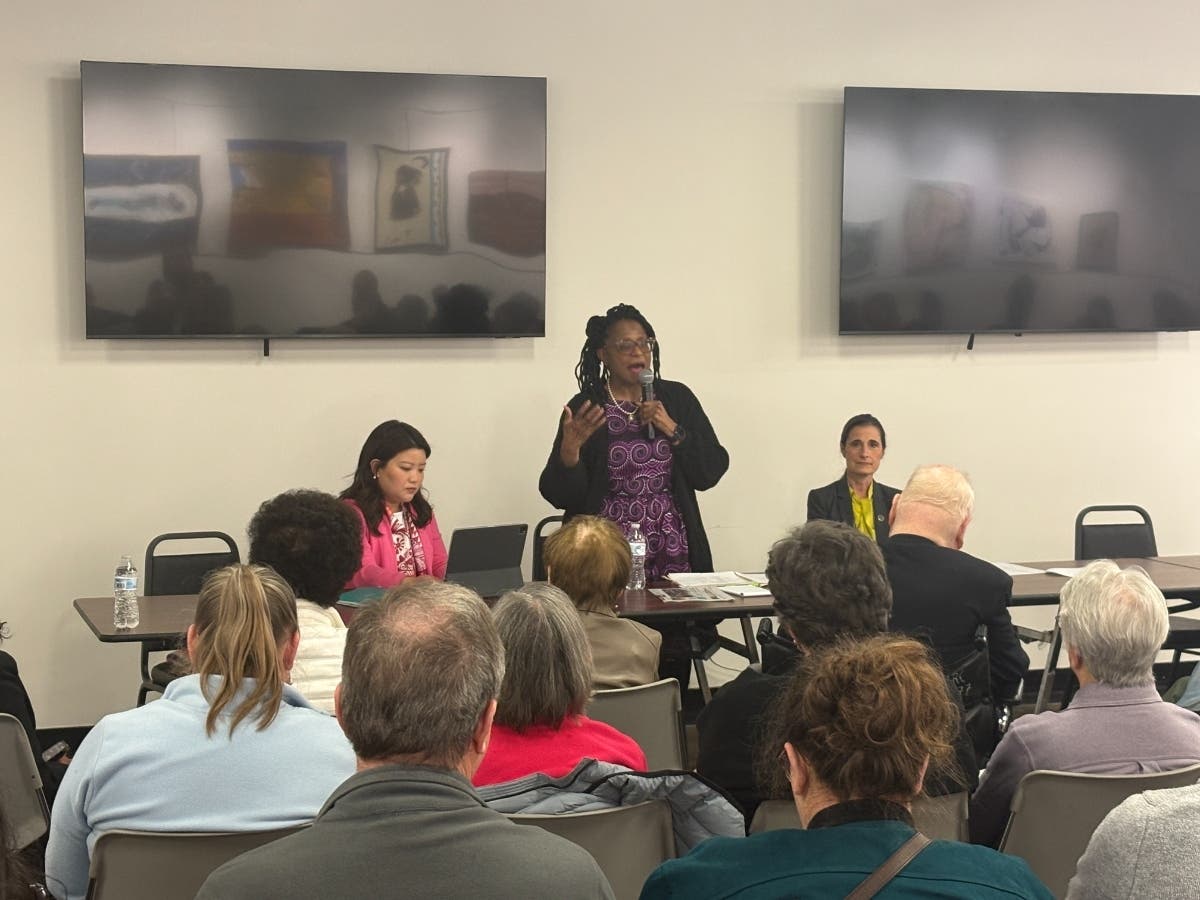 From left, Dels. Irene Shin (D-Herndon), Karen Keyes Gamarra (D-Reston) and state Sen. Jennifer Boysko (D-Reston) discuss their legislative accomplishments during the 2026 Virginia General Assembly session.