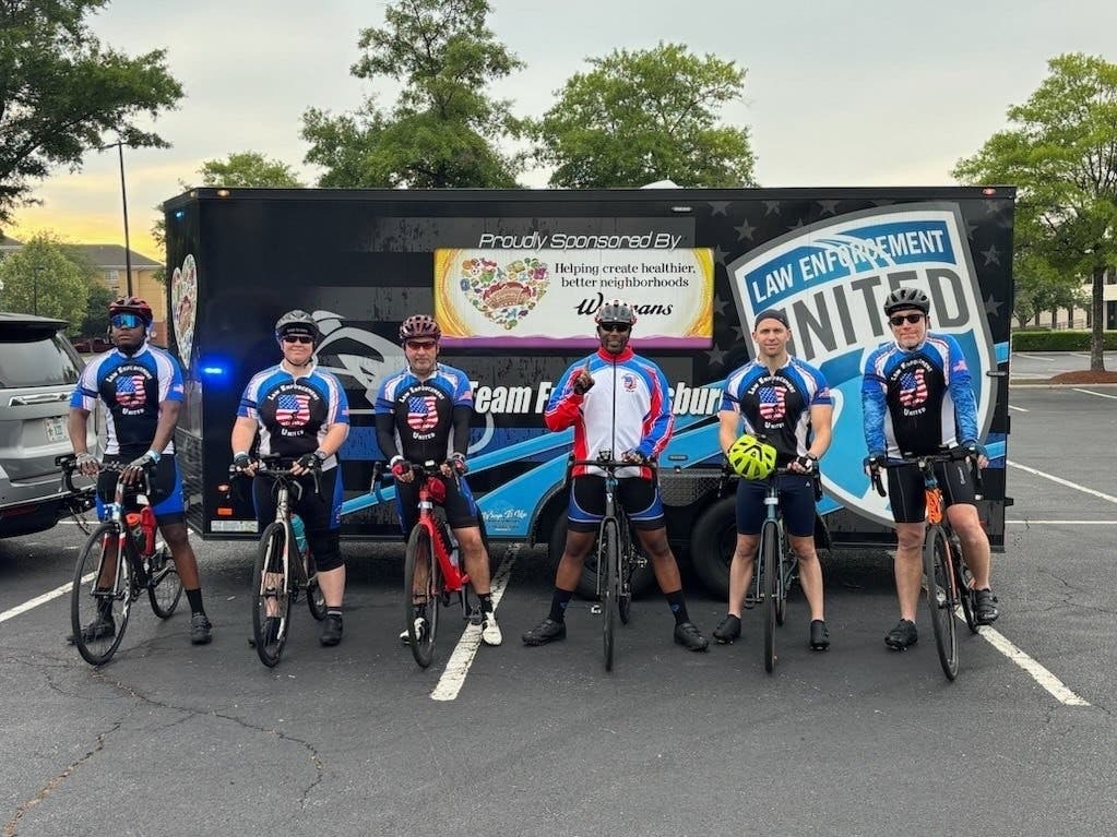 Fredericksburg law enforcement members began a 250-mile bicycle ride to Washington, D.C. Sunday to support families of fallen officers.