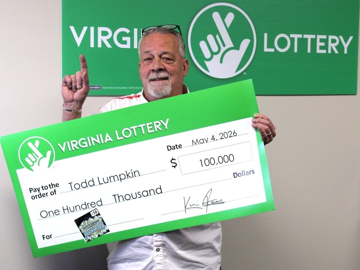 Todd Lumpkin of Fredericksburg won $100,000 on a Virginia Lottery scratcher bought at Fas Mart on Plank Road.