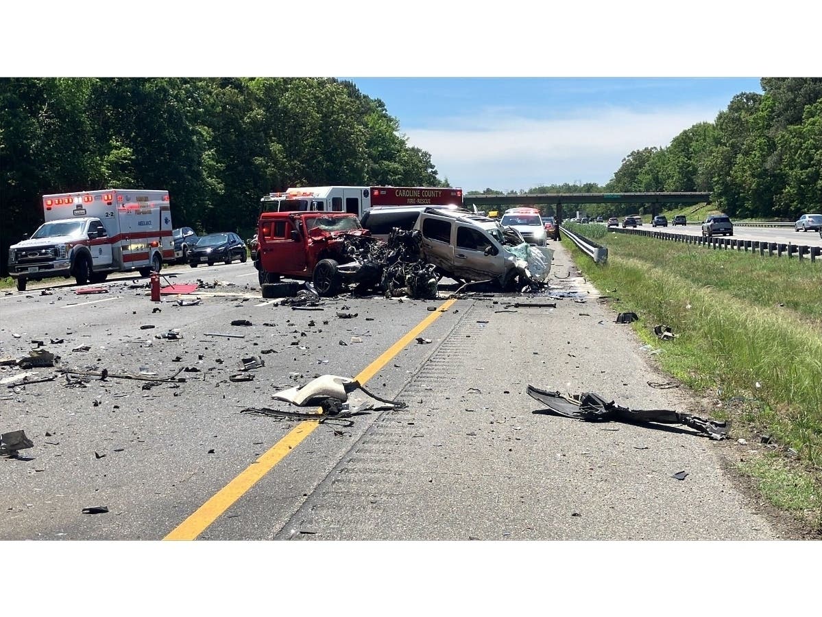 Two Fredericksburg women were killed Saturday in a three-vehicle crash on Interstate 95 in Caroline County.