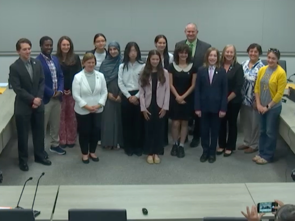 Students from Katherine Johnson Middle School presented development plans they created during Tuesday night's Fairfax City Council work session.