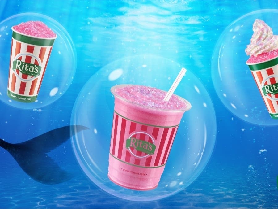 Rita’s in Fairfax is serving Mermaid Italian Ice, a berry-marshmallow flavor topped with Unicorn Glitter.