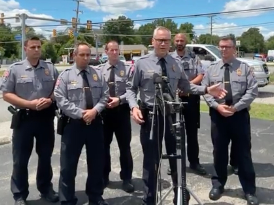 Deputy Chief Dalton Becker of the Fairfax County Police Department's Operations Bureau briefs reporters on Friday about vehicle safety, following a series of fatal crashes that had occurred during the previous 48 hours.