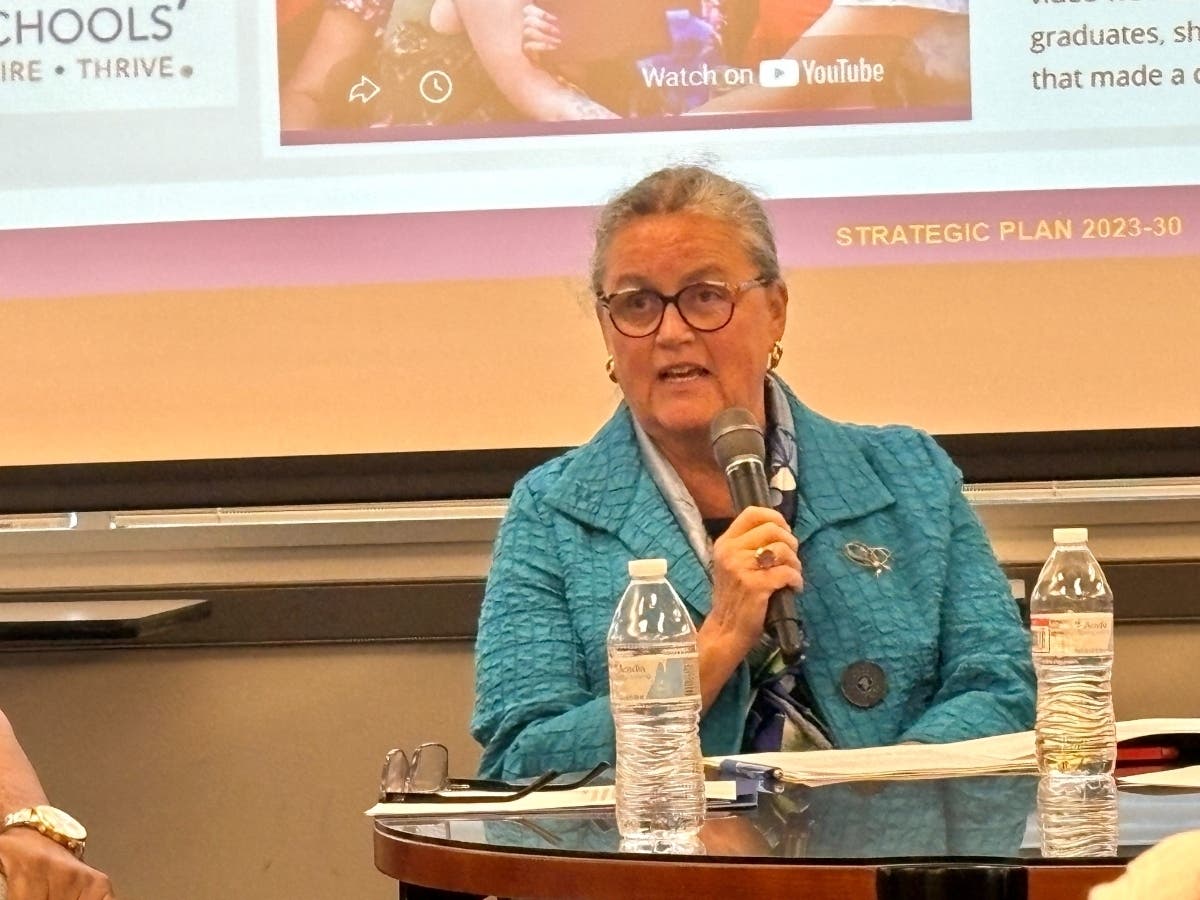 Dr. Michelle Reid, the superintendent of Fairfax County Public Schools, speaks during the June 18 NAACP forum at FCPS headquarters in Falls Church.