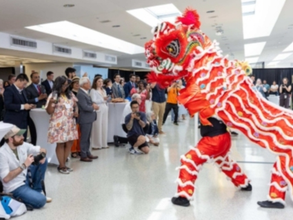 Friday's launch celebration at Washington Dulles International Airport included a traditional water cannon salute as the first EVA Air aircraft arrived, followed by a lion dance performance.
