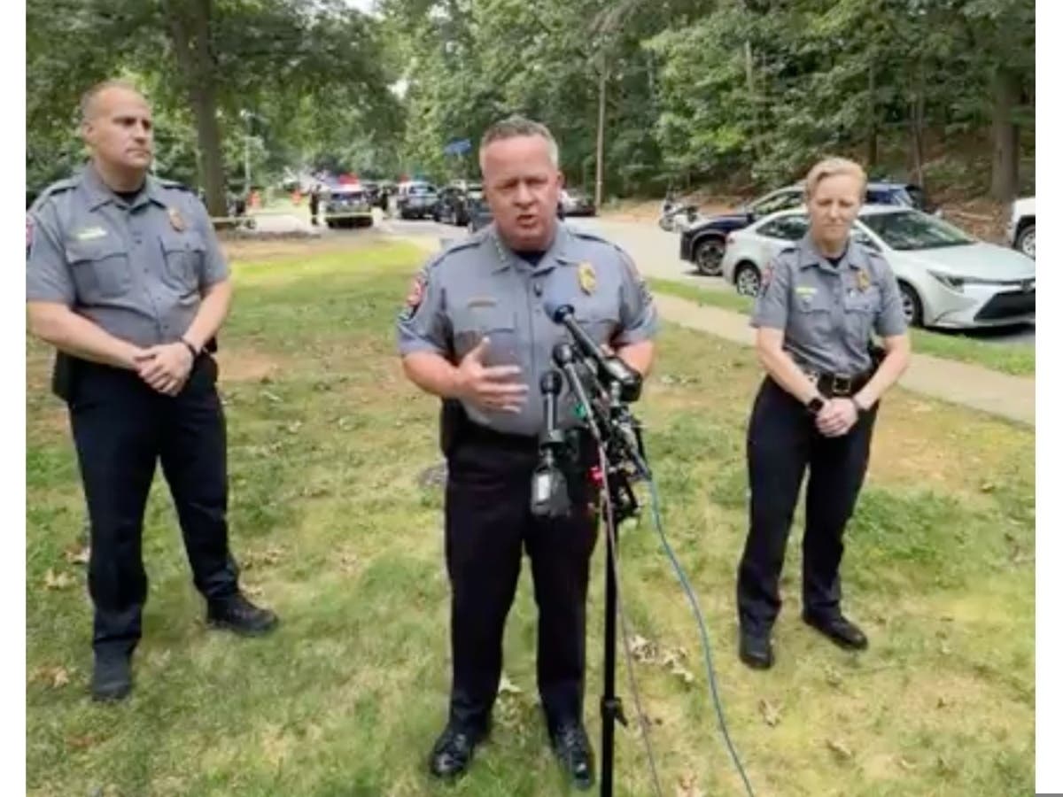 Fairfax County Police Chief Kevin Davis briefs reporters at the scene of Tuesday's police-involved shooting in Annandale.