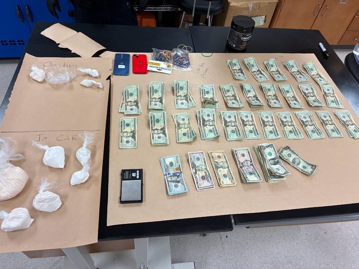 A search of the drive from Maryland and the vehicle turned up large quantities of cocaine and fentanyl as well as cash, according to Fredericksburg police.