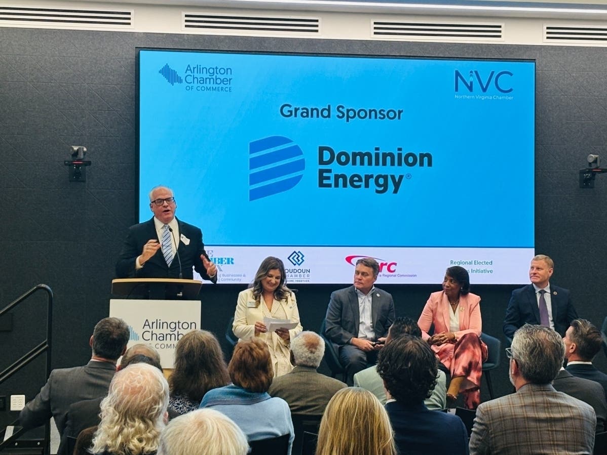 Bill Murray, Dominion Energy's senior vice president of corporate affairs and communications, spoke at the Aug. 26 Northern Virginia Regional Elected Leaders Summit at George Mason University's Mason Square campus in Arlington.