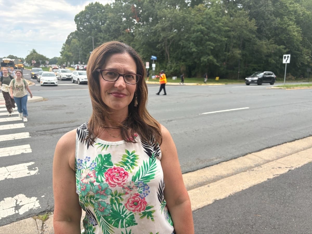 Hunter Mill District School Board Member Melanie Meren organized a rally at the Fairfax County Government Center on Tuesday to demand the restoration of high school crossing guards and other safety improvement. 
