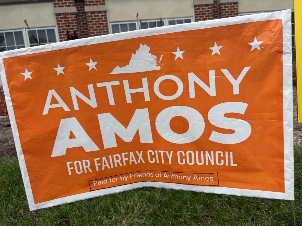 Fairfax City Council candidate Anthony Amos raised $20,912.50 in 2026 through Aug. 31 and had $20,136.67 on hand.