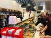 The eatery offers traditional Jewish deli fare: overstuffed sandwiches with meat, cheese, and dressing; specialty hot dogs, soups, knishes, and desserts. They also make breakfast sandwiches and omlets.