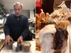Anthony Cirillo displays his wares, including the gargantuan black-and-white muffin.