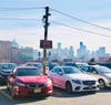 This is the parking lot behind Christ Hospital in Jersey City Heights, at the top of the Palisade Cliffs -- providing views of Hoboken (left background) and the lower Manhattan skyline. It's no wonder officials fear the land could be sold for development.